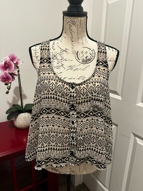 iris Black and Cream Aztec Print Camisole